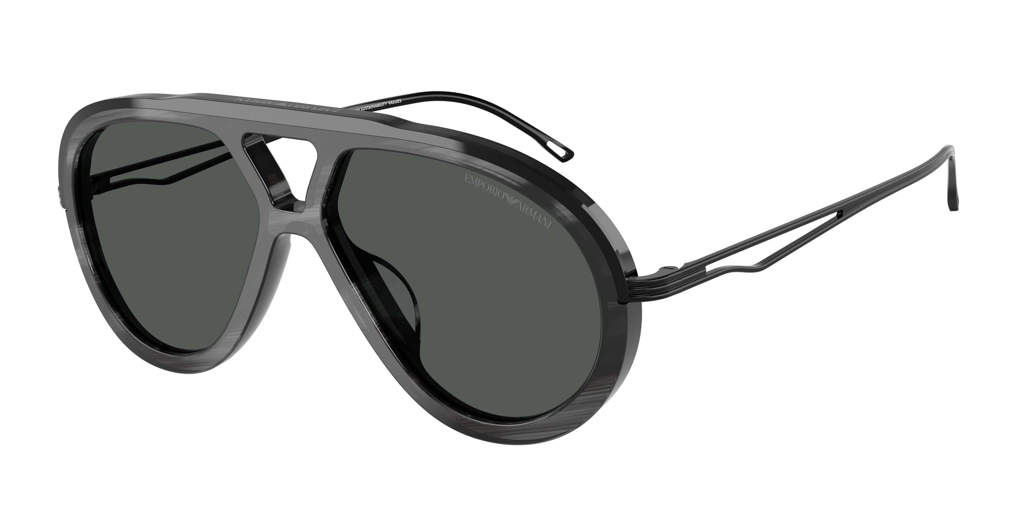 Emporio Armani Herren EA4242U 621187 Sonnenbrillen Acetat Grau Grau Pilot Normal-image